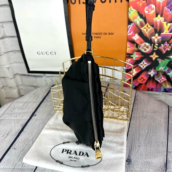 PRADA black satin Clutch wristlet bag with dust bag - Picture 6 of 12